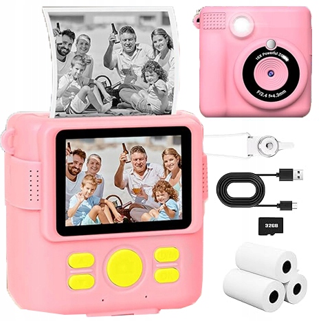 Dětský Fotoaparát S Okamžitým Tiskem, 2.4'' Fotoaparát Pro Děti S Okamžitým Tiskem, Růžový