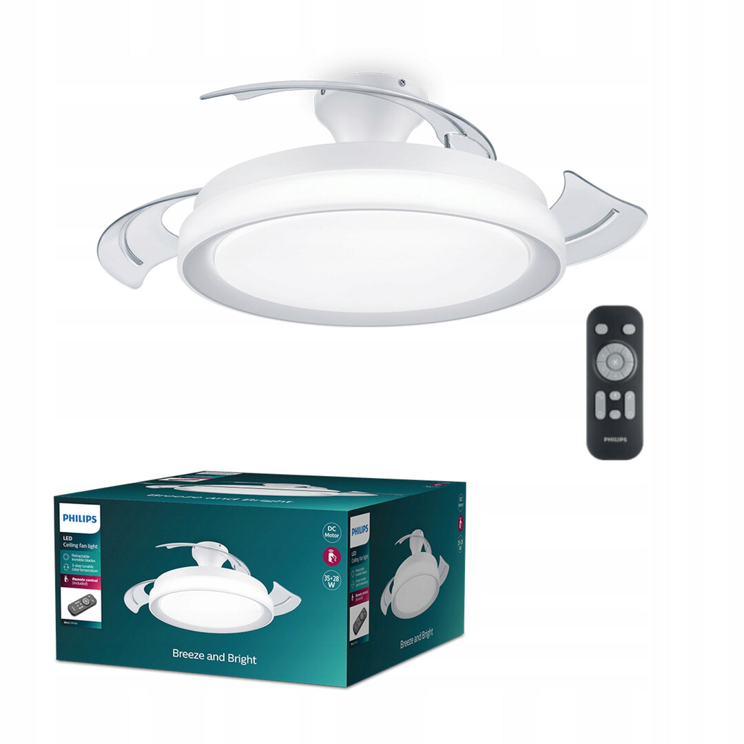 Philips Led Bliss 28W stropný ventilátor 35W 2700K-5500K s diaľkovým ovládaním. Biely