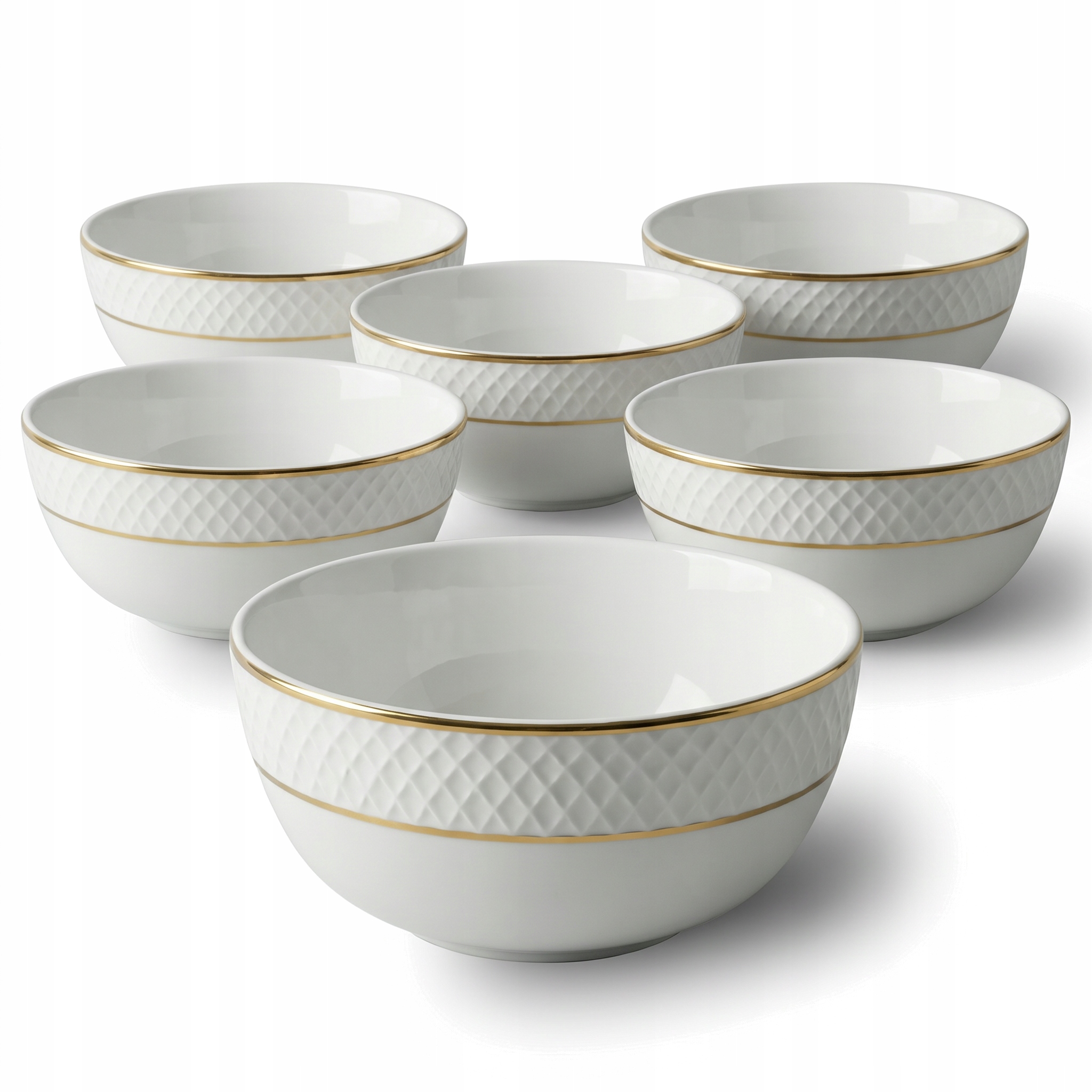 6 x Salaterka Biela zlatá okrúhla porcelánová miska na šalát 930 ml Wilmax