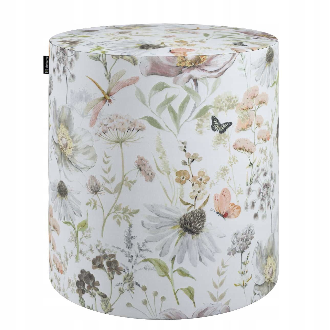 Dekoria Taburetka Barrel pastelové kvety na bielom pozadí