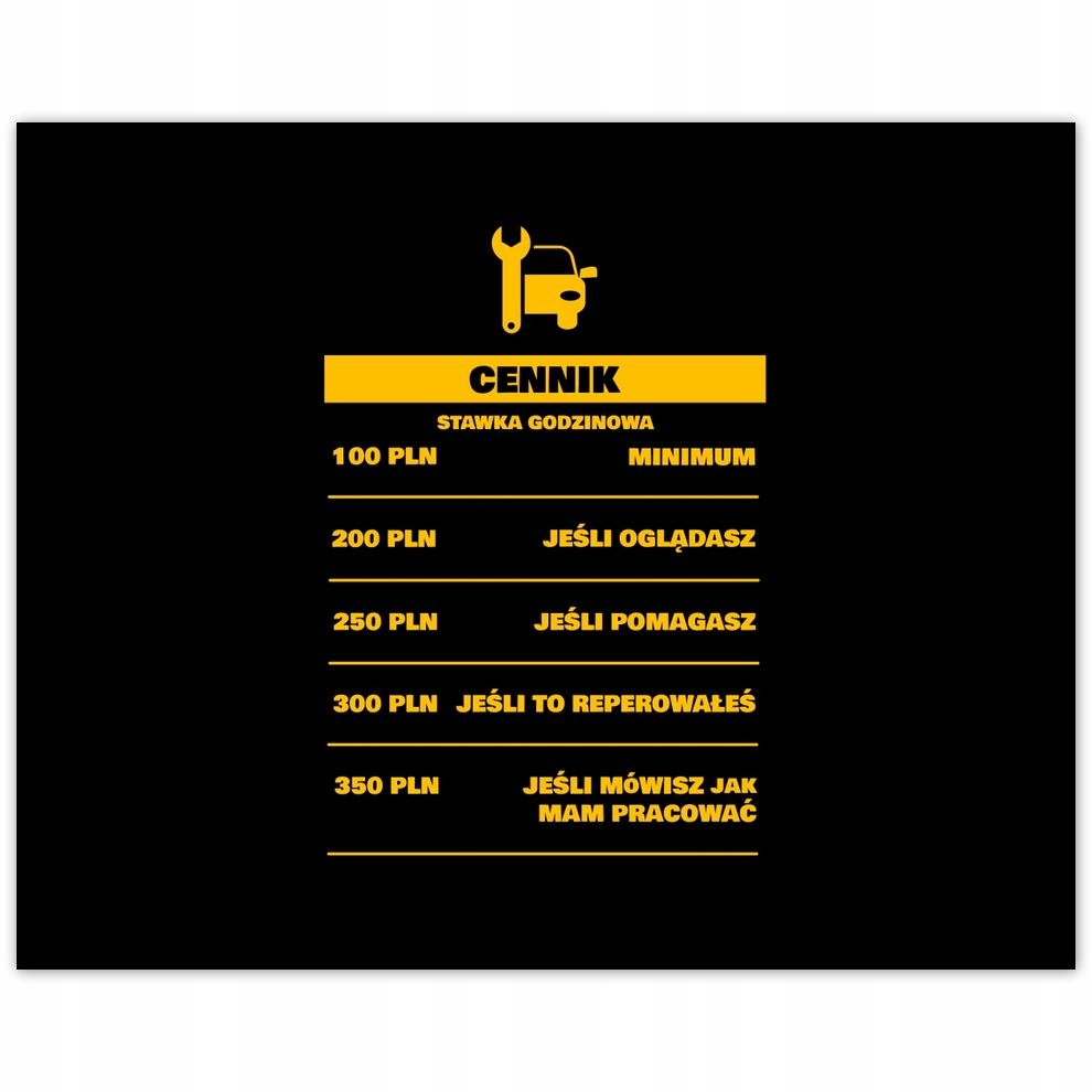 

Plakat 50x40 Stawka godzinowa Mechanik