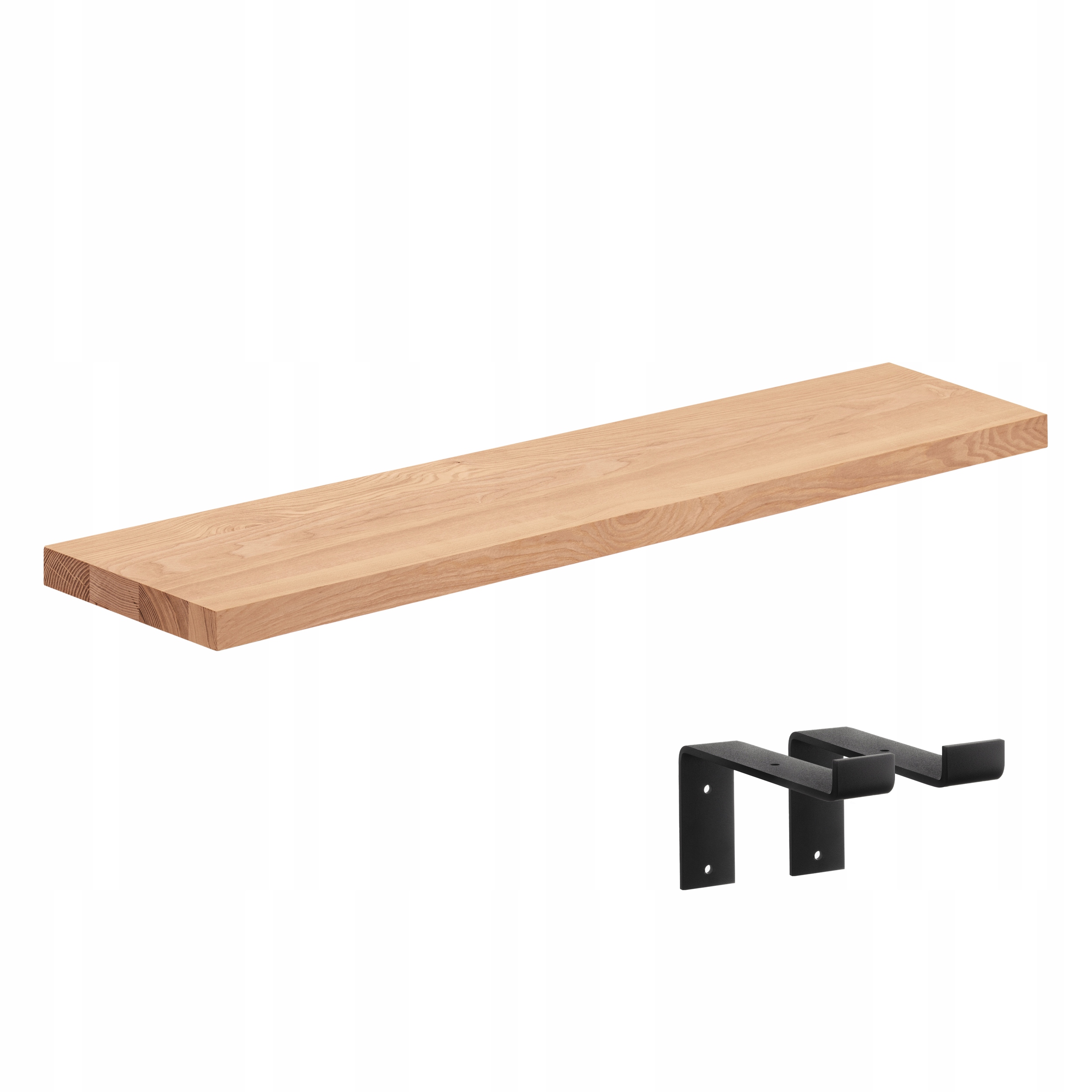 

Półka ścienna lite drewno 50cm wsporniki czarne