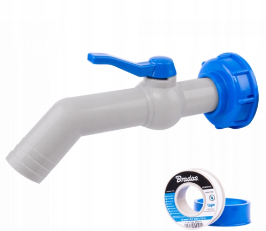 Kran z nakrętka wylewka + taśma BRADAS IBC MAUZER