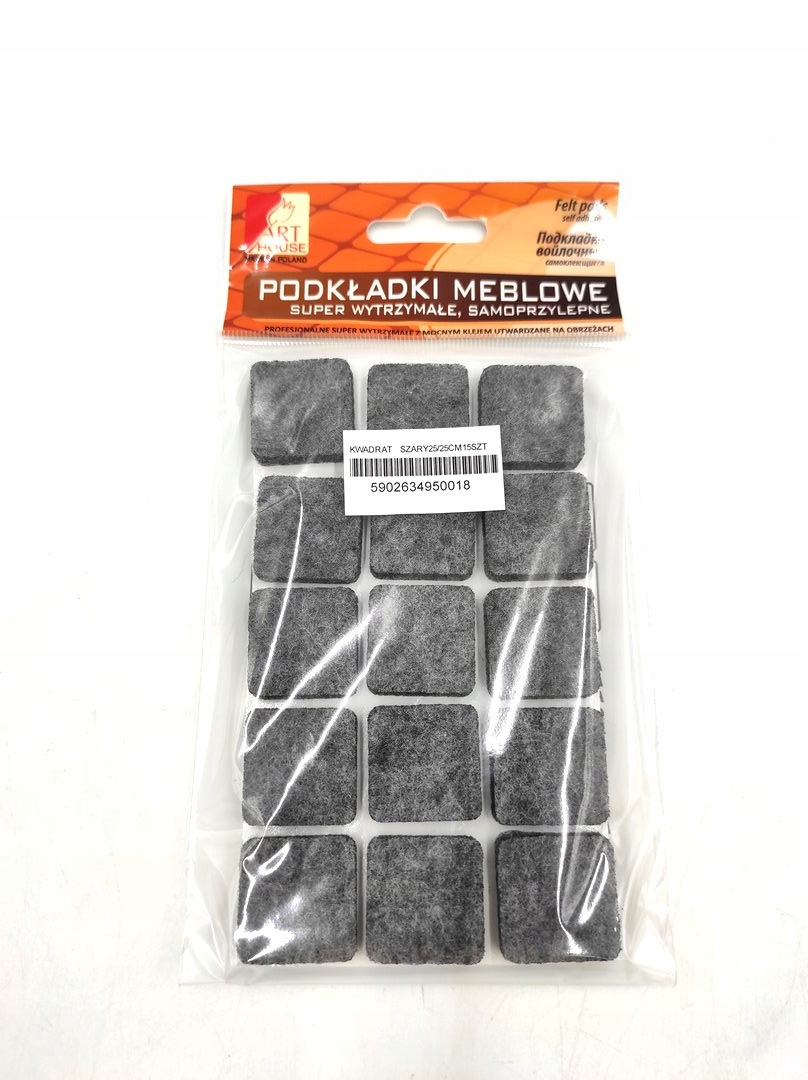 

Podkładka Filc Kwadrat 25/25MM 15 Szt Szary GRUB.6