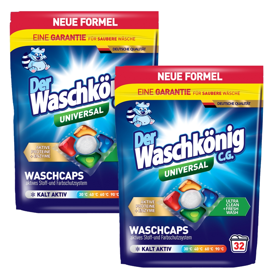 Levně Waschkonig Kapsle na praní Univerzální 5-komorové sada 2x32 ks