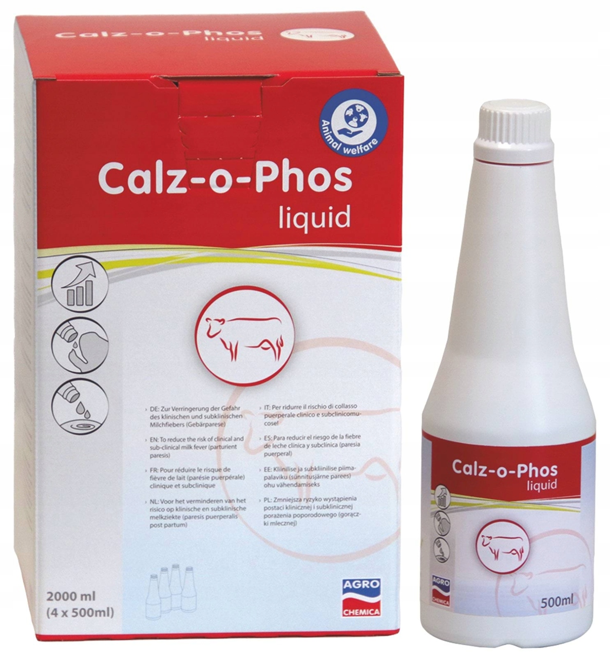 Přípravek Na Doplnění Nedostatku Vápníku A Fosforu U Krav Calz-o-phos 4x500 ml