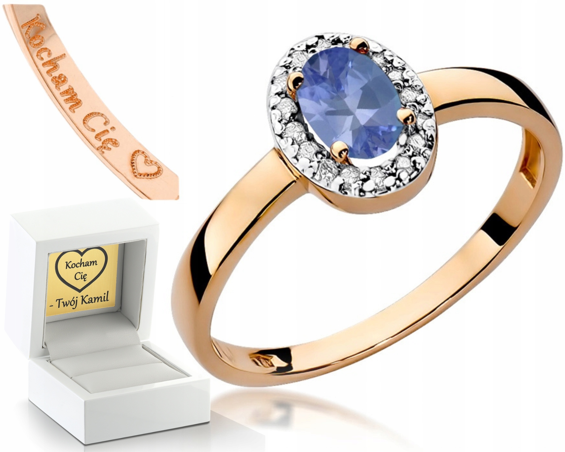 Růžové Zlato Smyslný Prstýnek Tanzanit Briliant