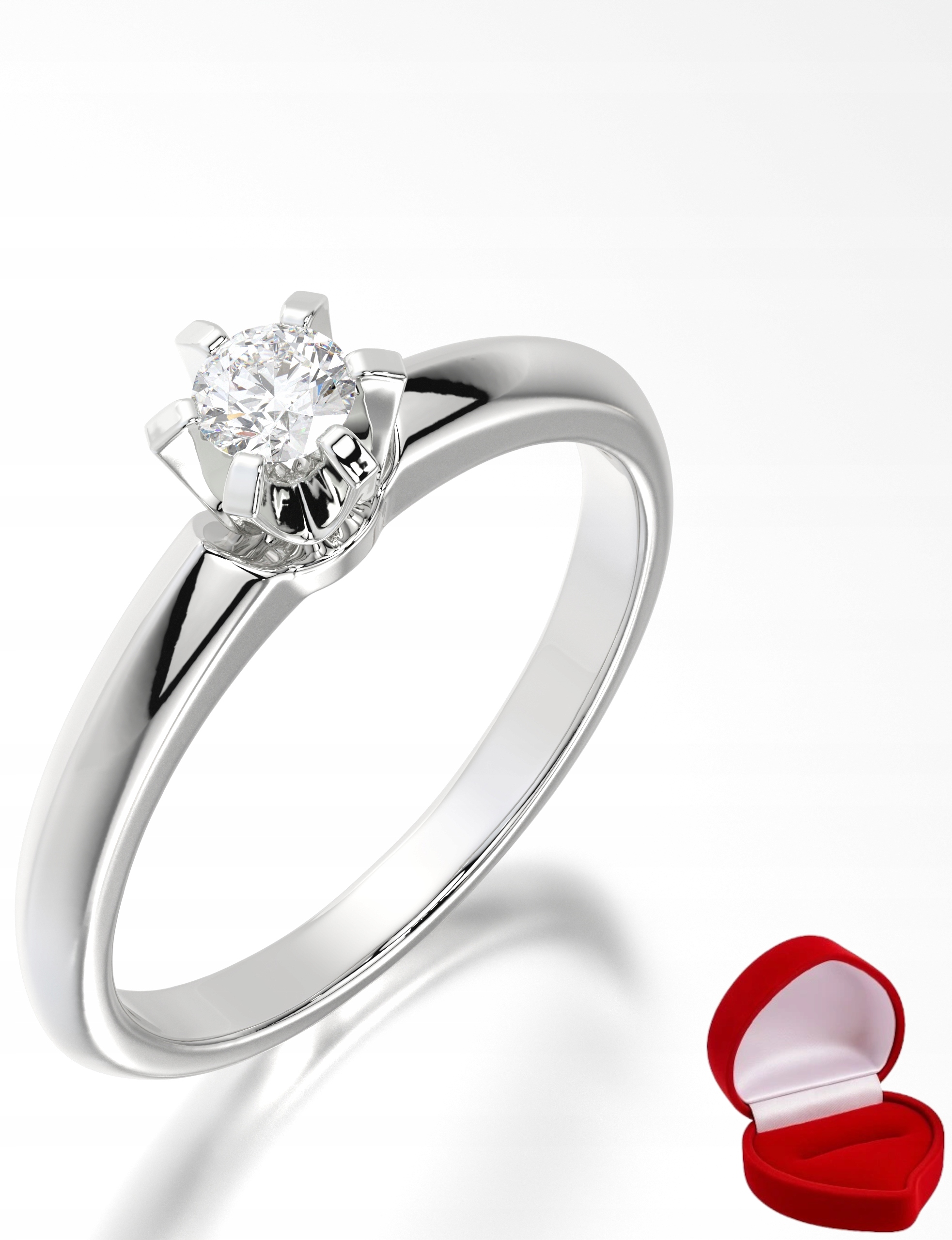 Zlatý Prstýnek 585 14k Brylant 0,14 ct Bílé Zlato R28
