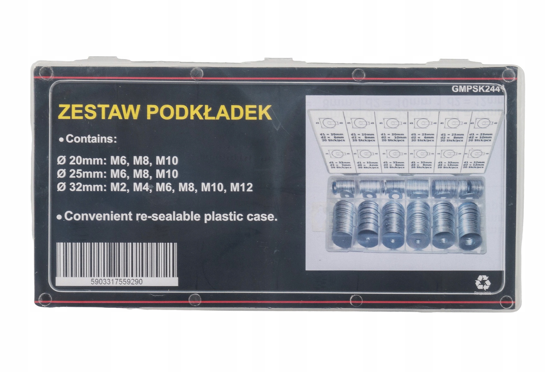 ZESTAW PODKŁADEK STALOWYCH 240SZT. RÓŻNE ROZMIARY Marka GMP