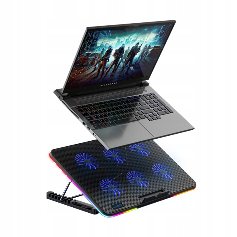 PODSTAWKA PODKŁADKA CHŁODZĄCA POD LAPTOPA RGB Liczba wbudowanych wentylatorów 6 szt.
