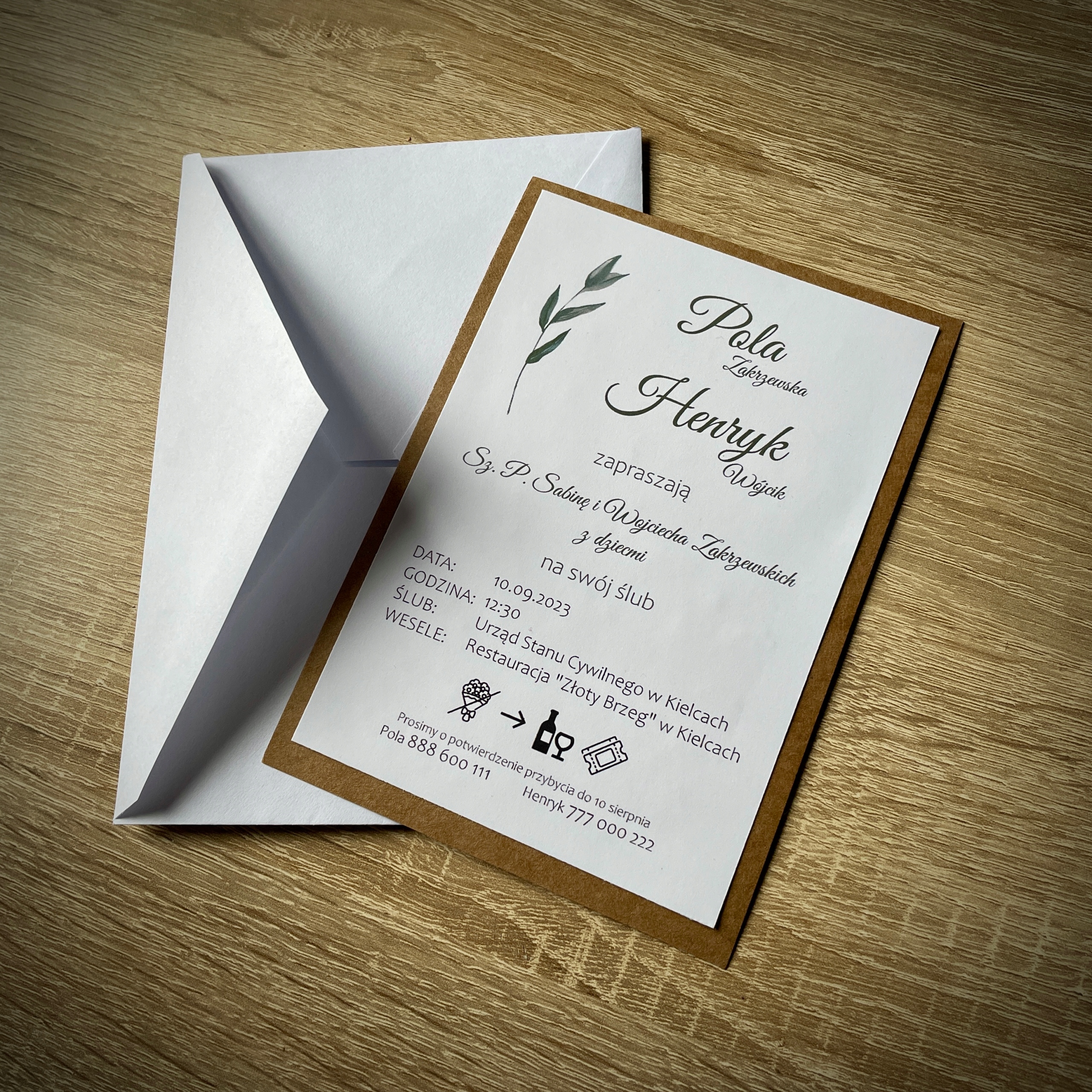 ZAPROSZENIA ŚLUBNE EKO KRAFT BOHO PERSONALIZOWANE Marka inny
