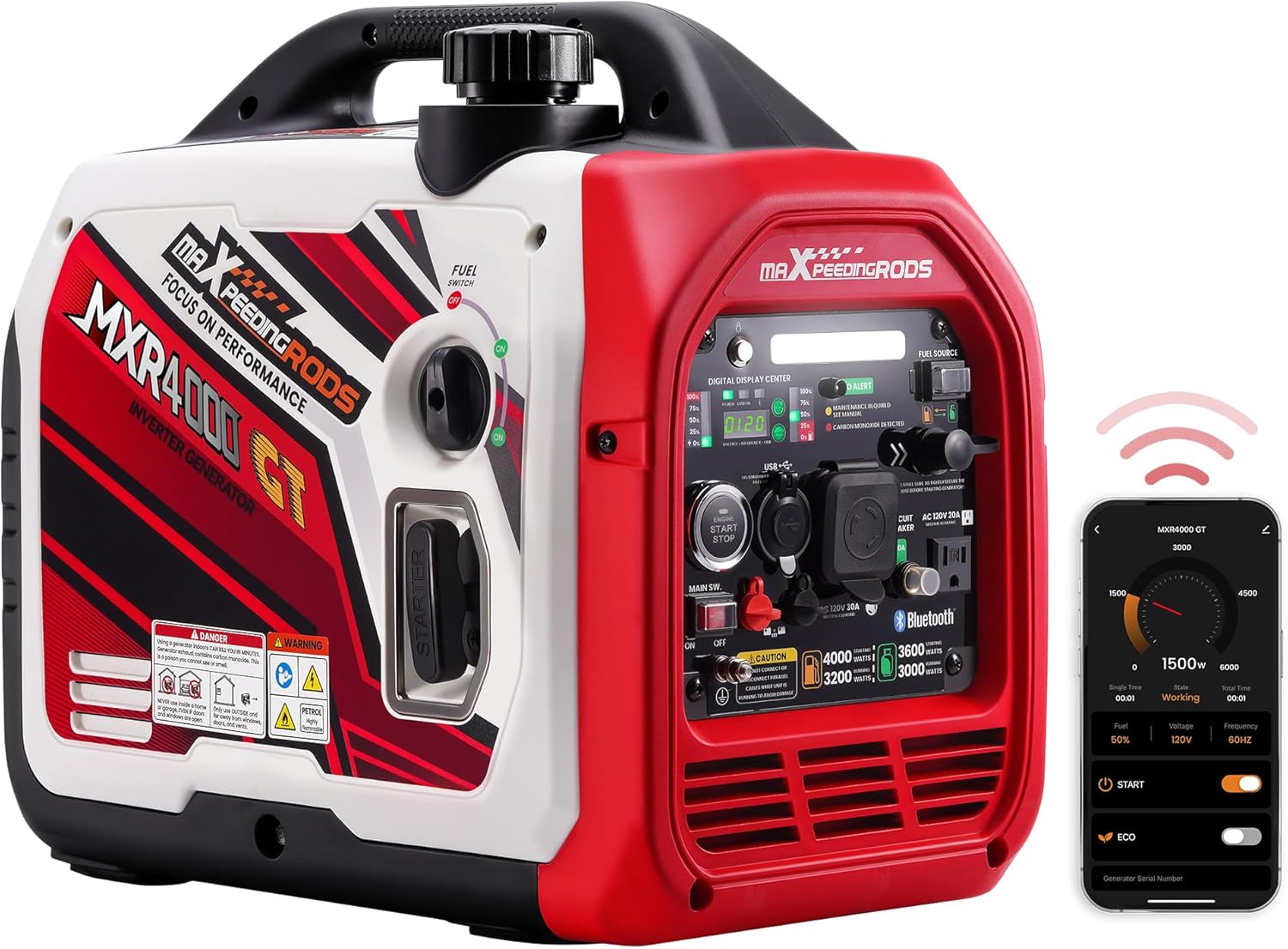 Invertorový Generátor 3500W Dual Fuel Benzín Lpg Tichý Bluetooth 230V
