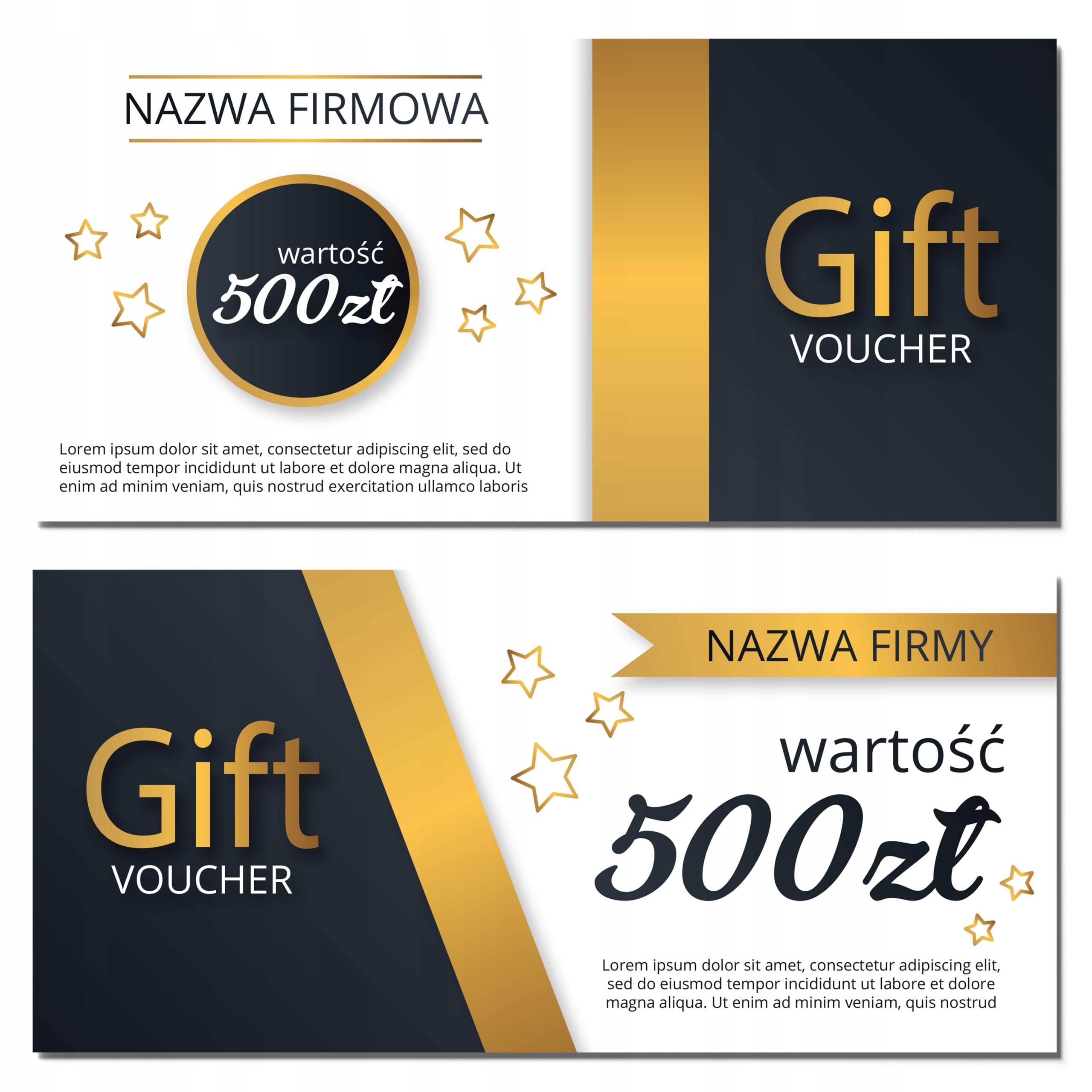 Vouchery na prezent złote gwiazdy DL GRUBE 350g PROJEKT ZA DARMO 50 sztuk