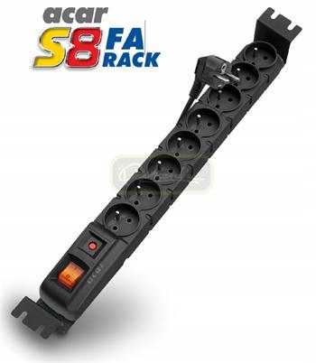19" napája.panel Acar S8/ 5m 8x220V Black+prep.ochr.10A 96081
