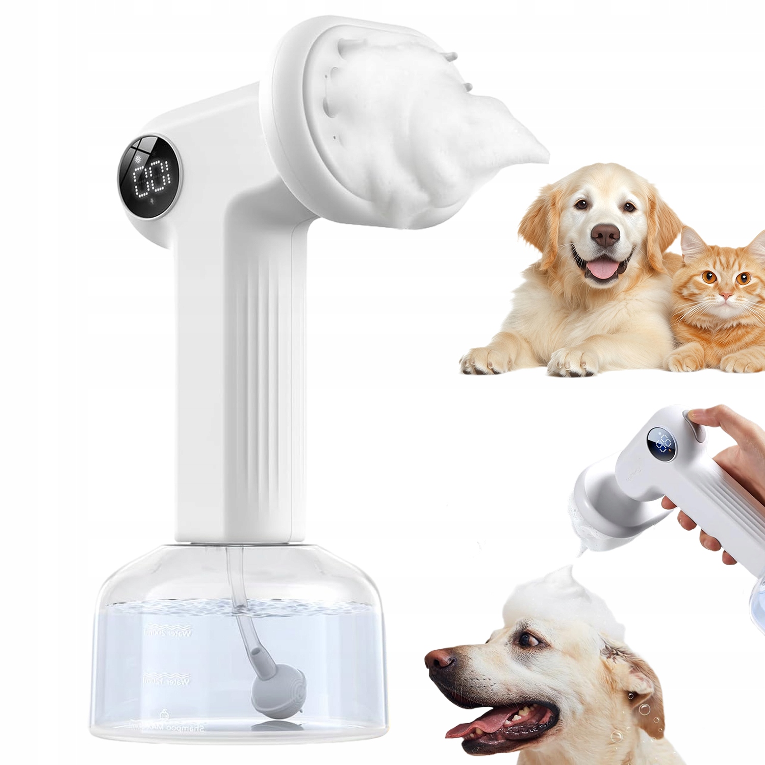 Levně Kartáč Na Mytí Psa A Kočky, Plastová Myčka S Dávkovačem Mýdla, Tekutý, 300 ML