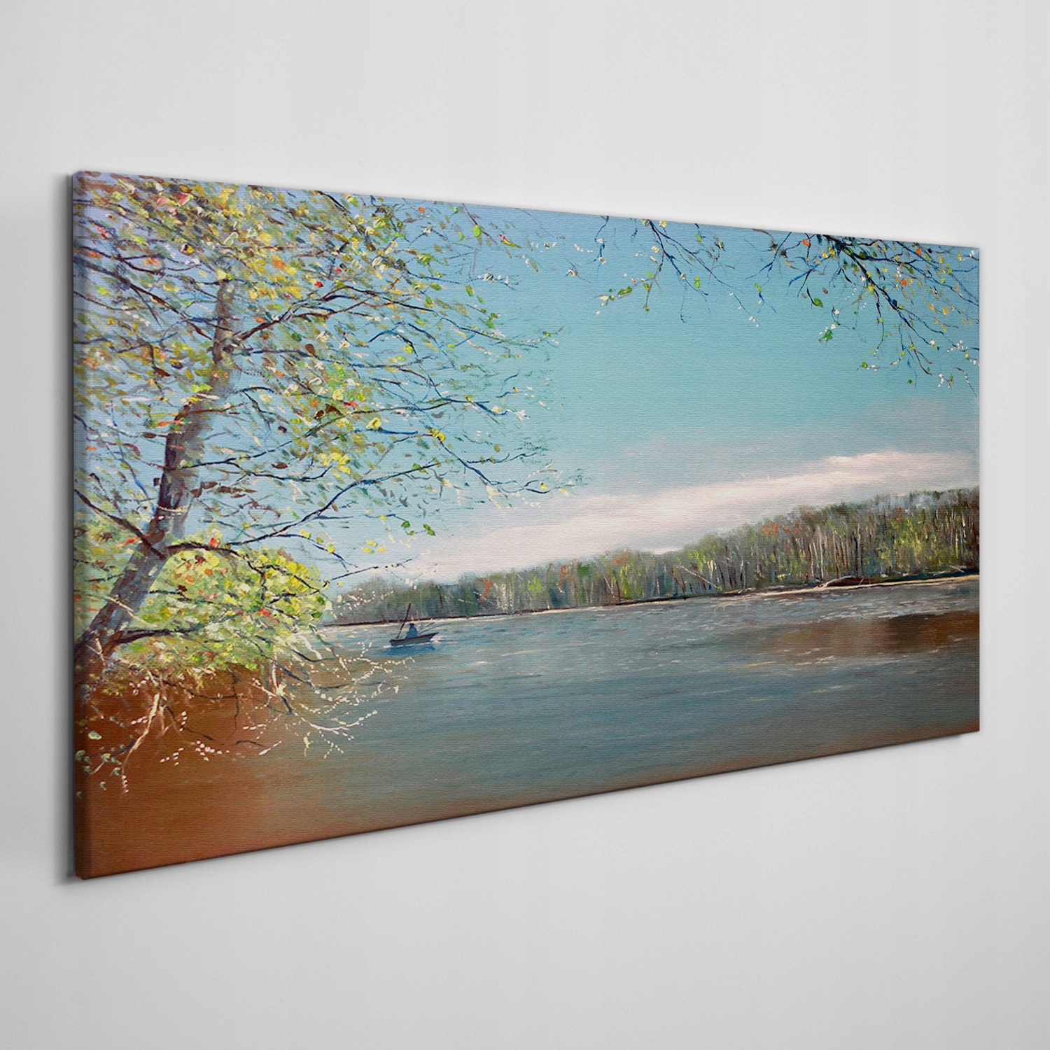 

Obraz na płótnie Łódź woda rzeka drzewa 140x70 cm