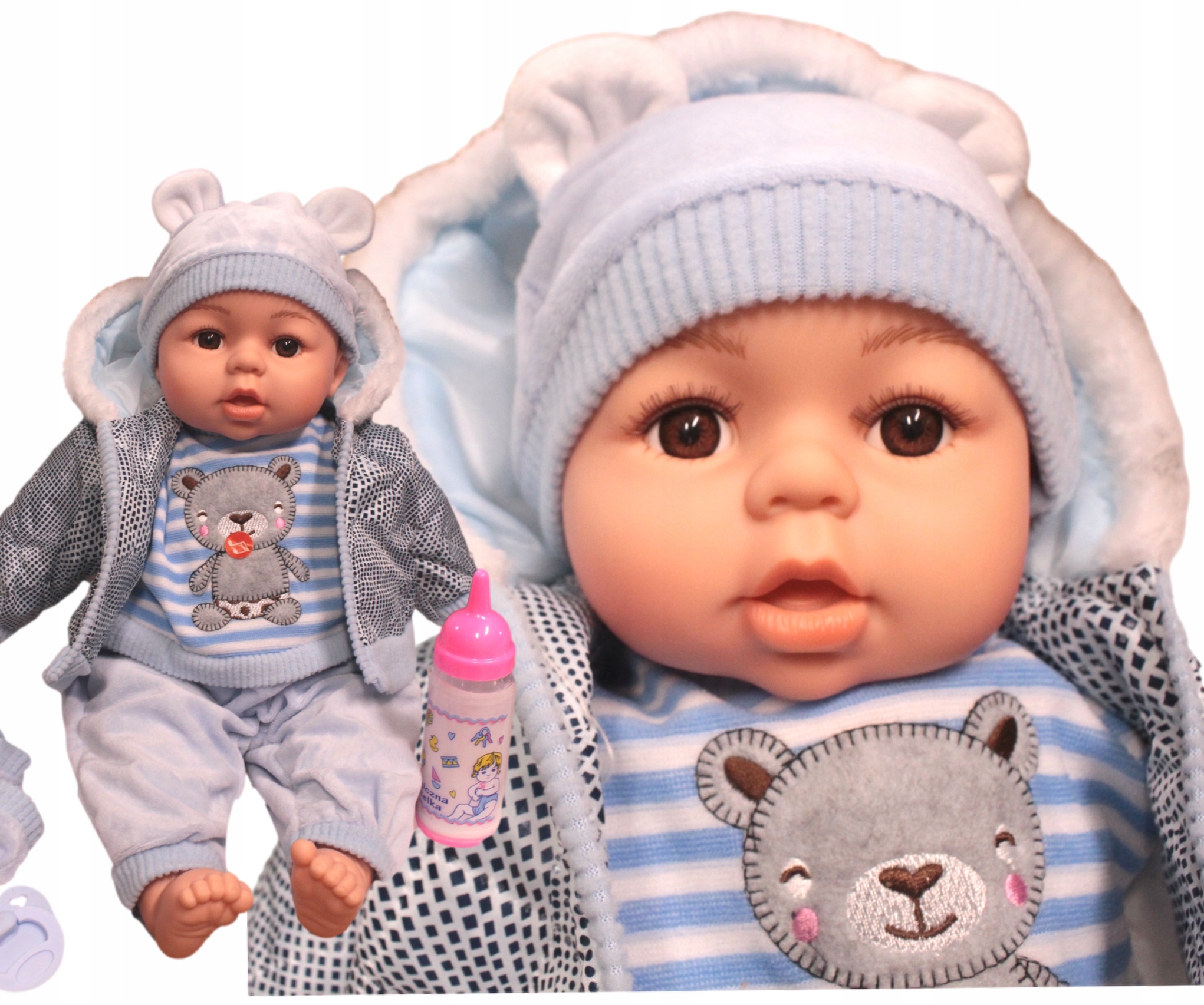 

Lalka Jak Żywa Bobas 45cm Mówi butelka smoczek New