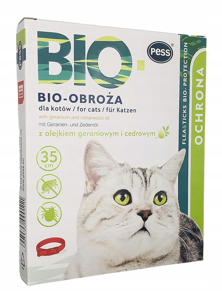 Levně Obojek pro kočky proti klíšťatům a blechám komárům Bylinný 100% Přírodní blecha