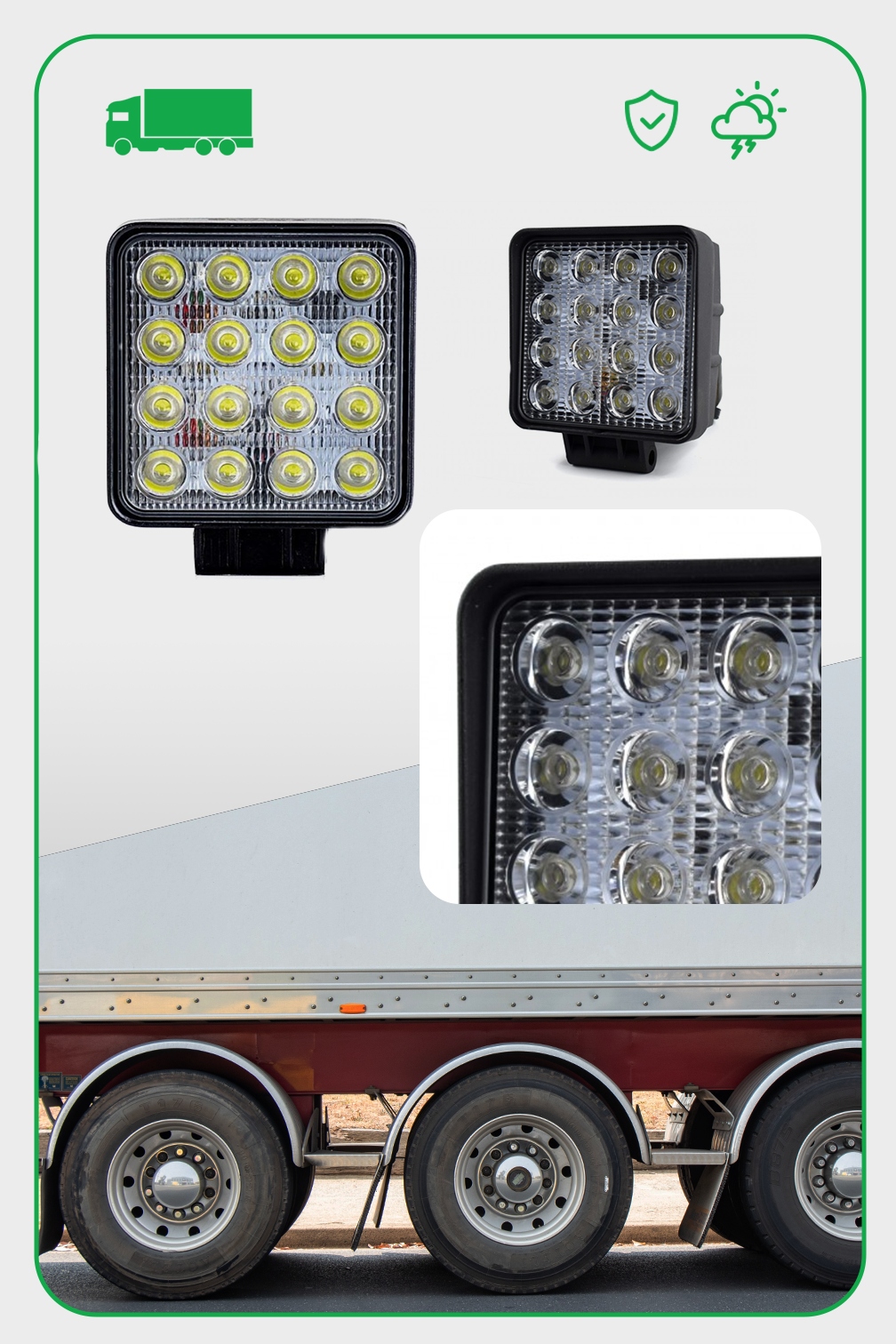 LAMPA ROBOCZA 16x LED 43W 2100LM KWADRATOWA FLOOD na śruby Stan opakowania oryginalne