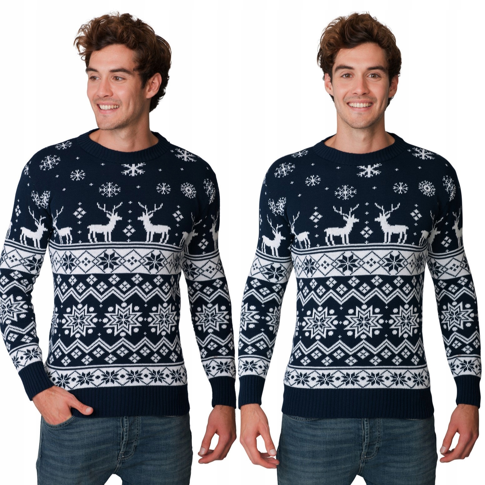 NORWESKI SWETER ŚWIĄTECZNY RENIFERY GRANATOWY 3XL