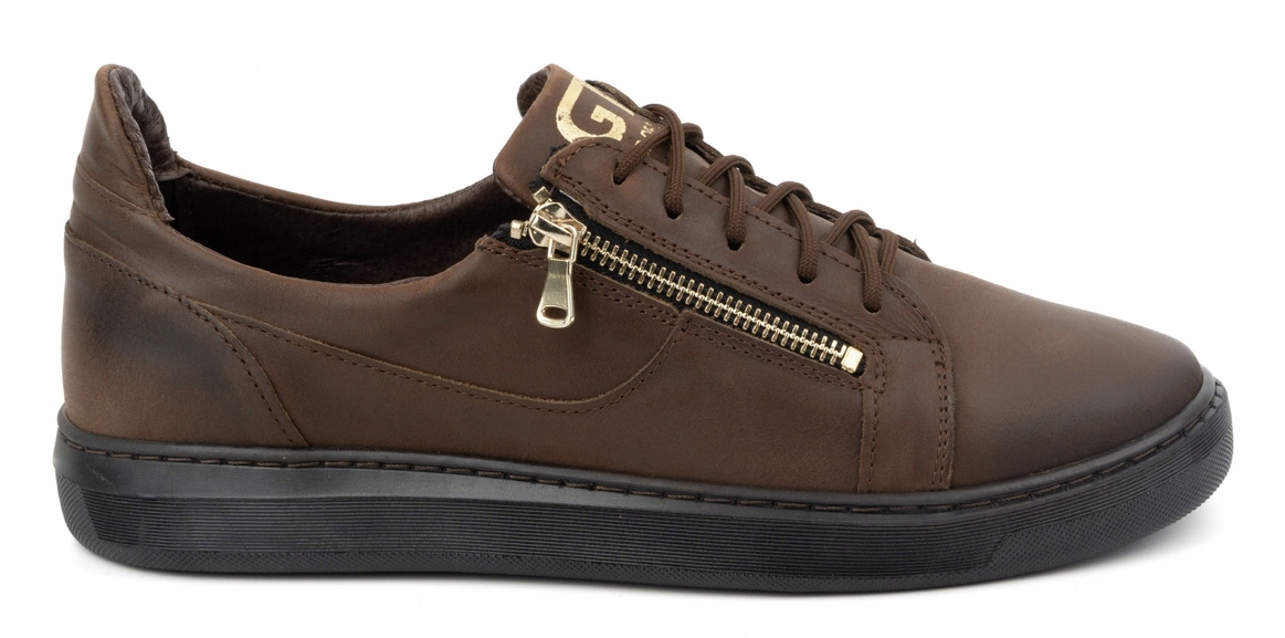 Pánské polobotky se zlatými ozdobami Polbut z přírodní kůže, velikost 40