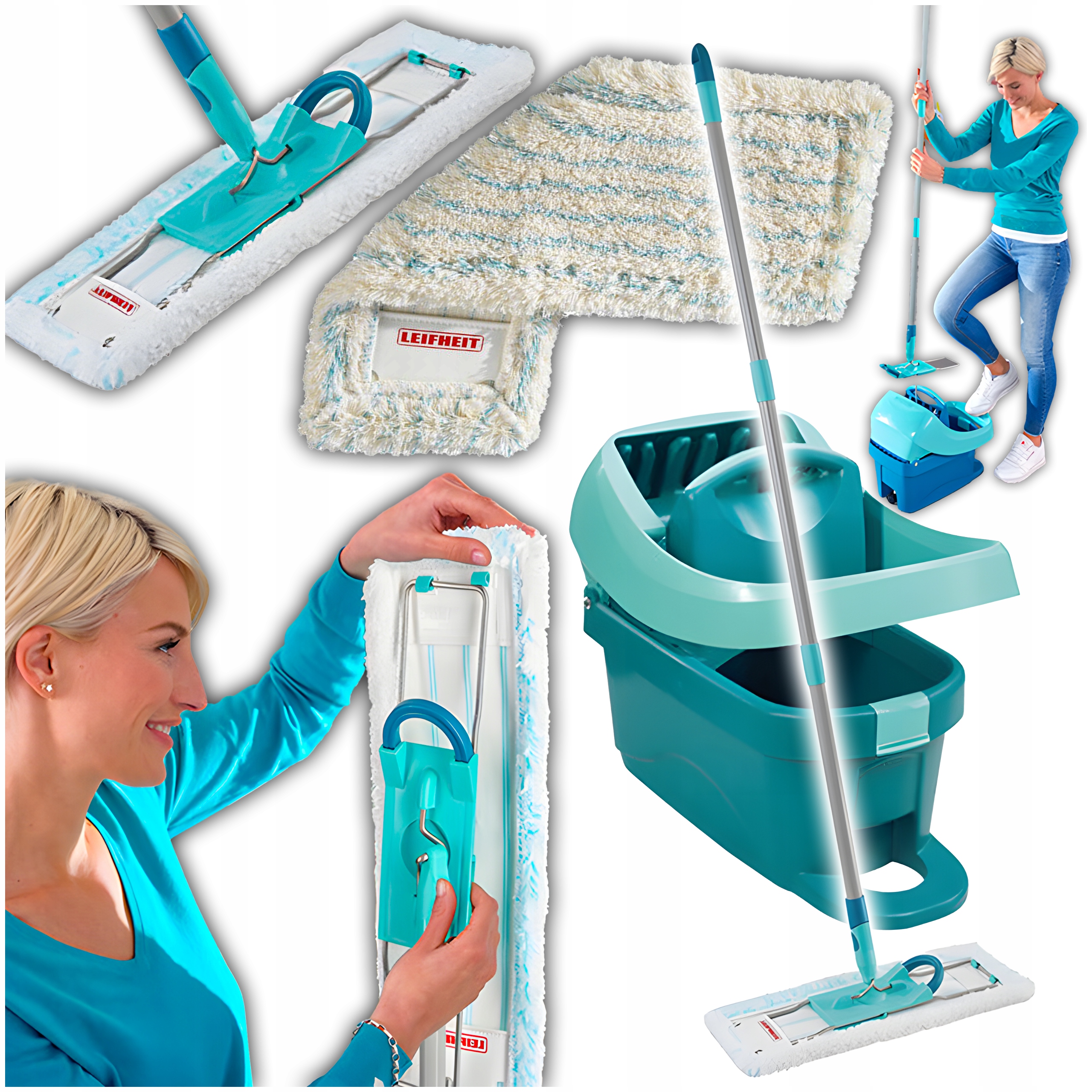 Mop Leifheit Profi mop płaski z wiadrem mop płaski z wyciskaczem 42c zestaw