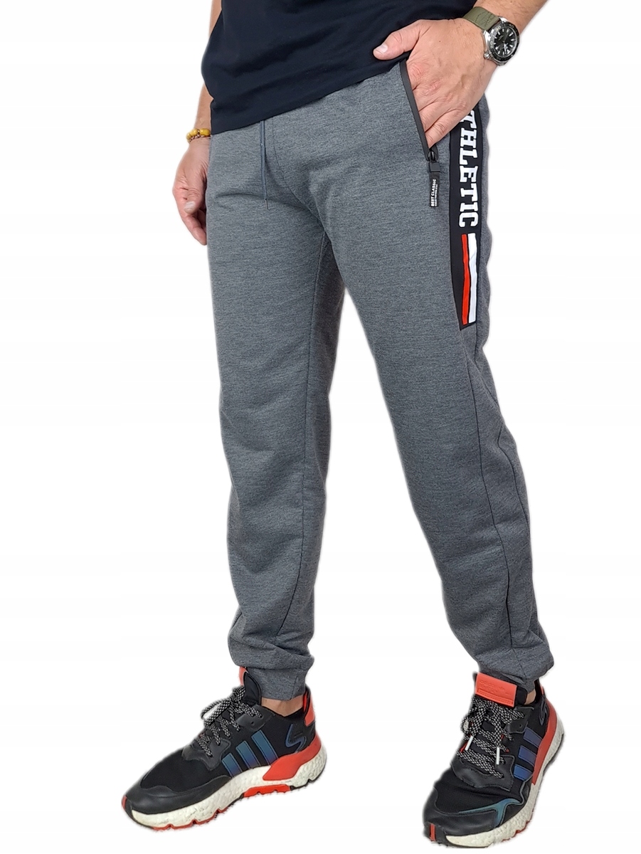 SPODNIE DRESOWE MĘSKIE DRESY modne JOGGERY kieszenie zamek bawełna, 2XL/3XL Marka Distribution4you