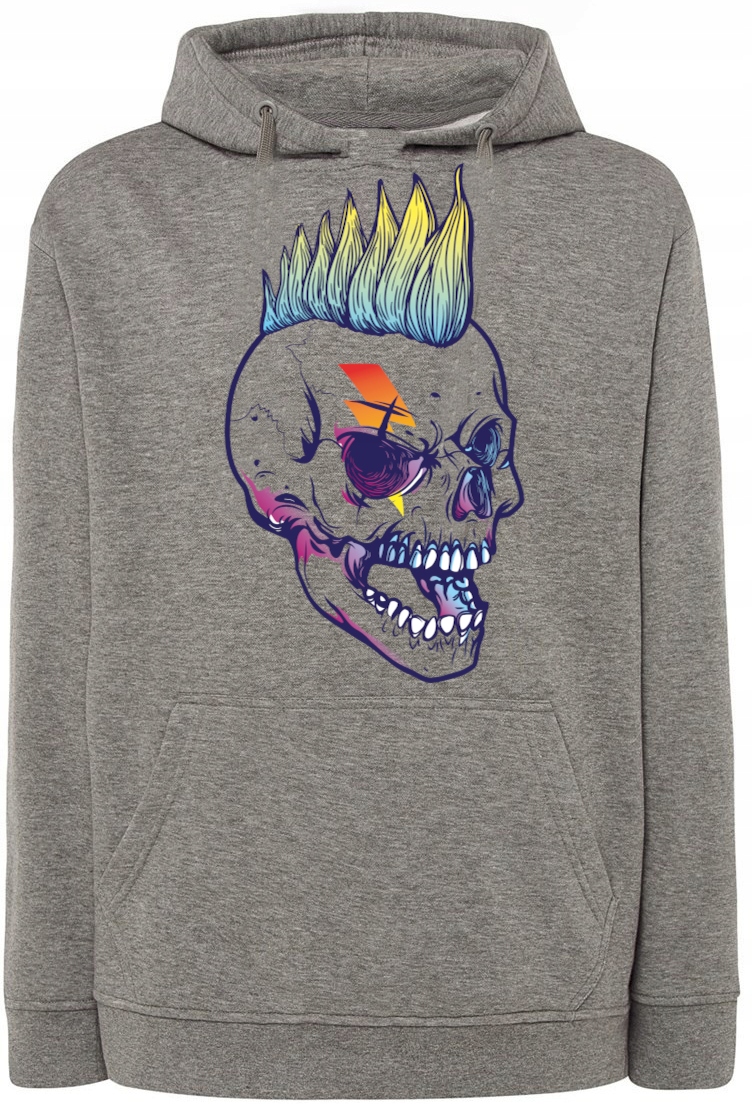 Mikina s barevným potiskem Lebka Irokez vel. 5XL