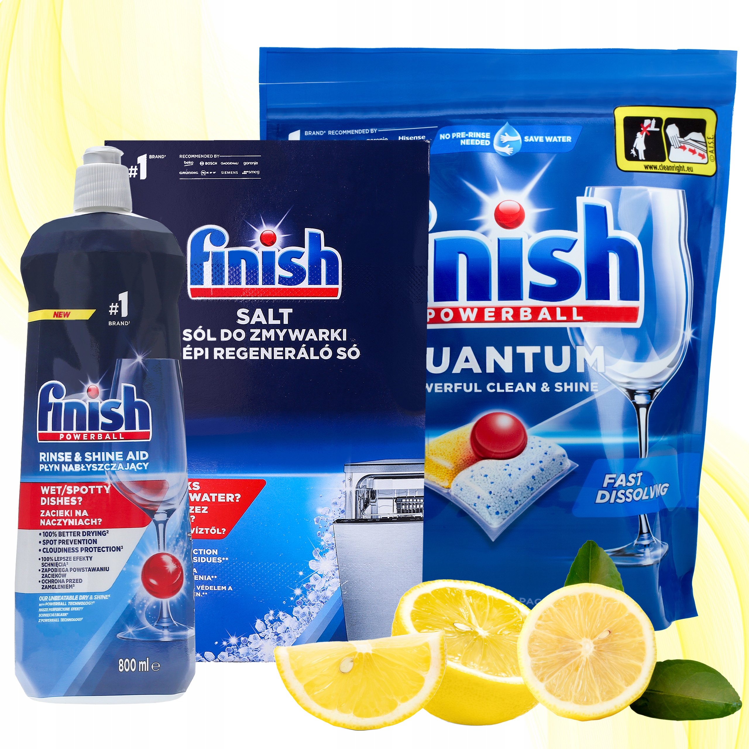 Levně Finish Sada do myčky nádobí Kapsle Quantum All-in-1 60ks Sůl Leštidlo