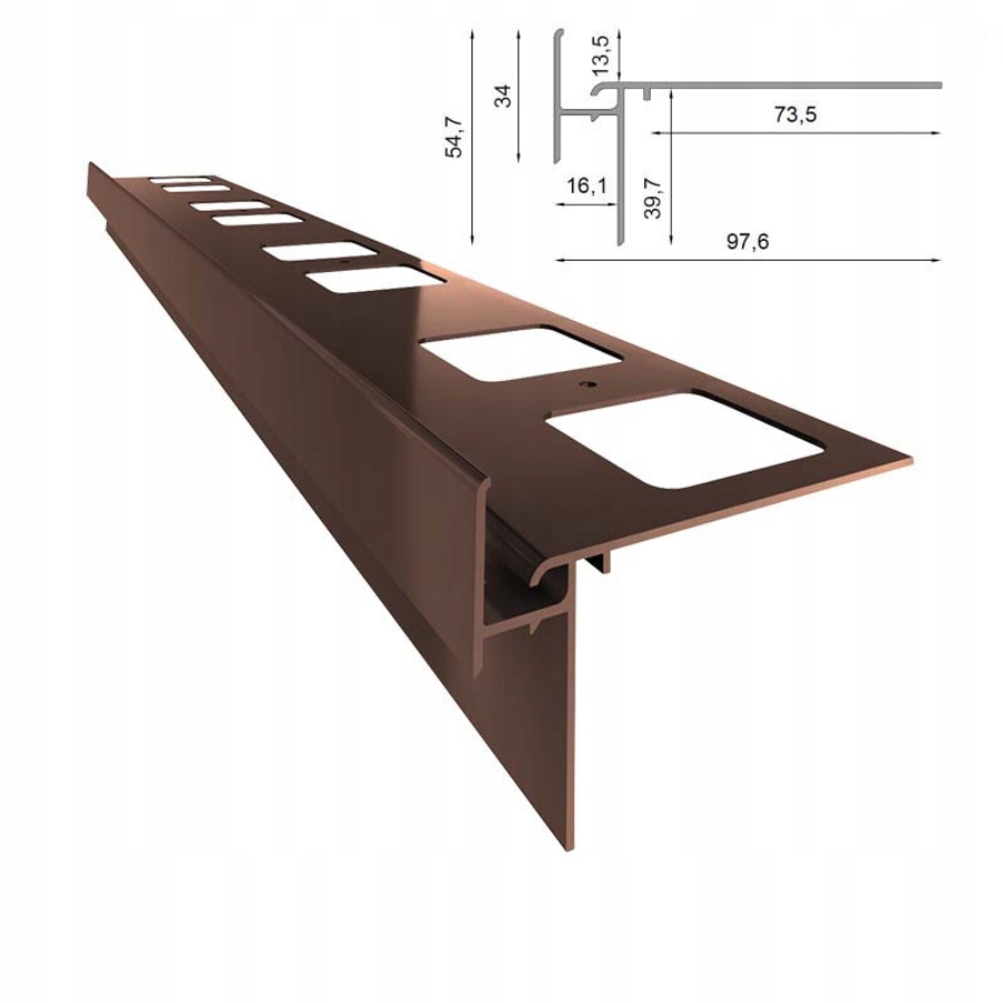 Balkónový Okapový Profil K35 Renoplast Bronz Ral 8019