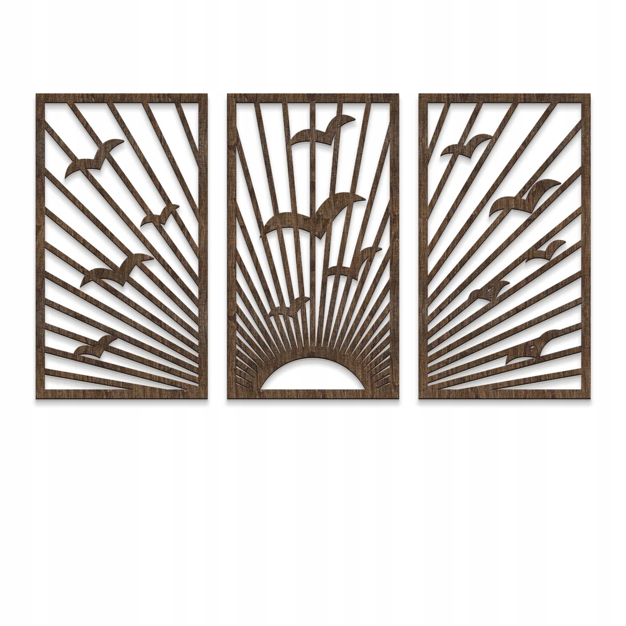 Obrazy Ażurowe PTAKI, Tryptyk Drewniany na Ścianę