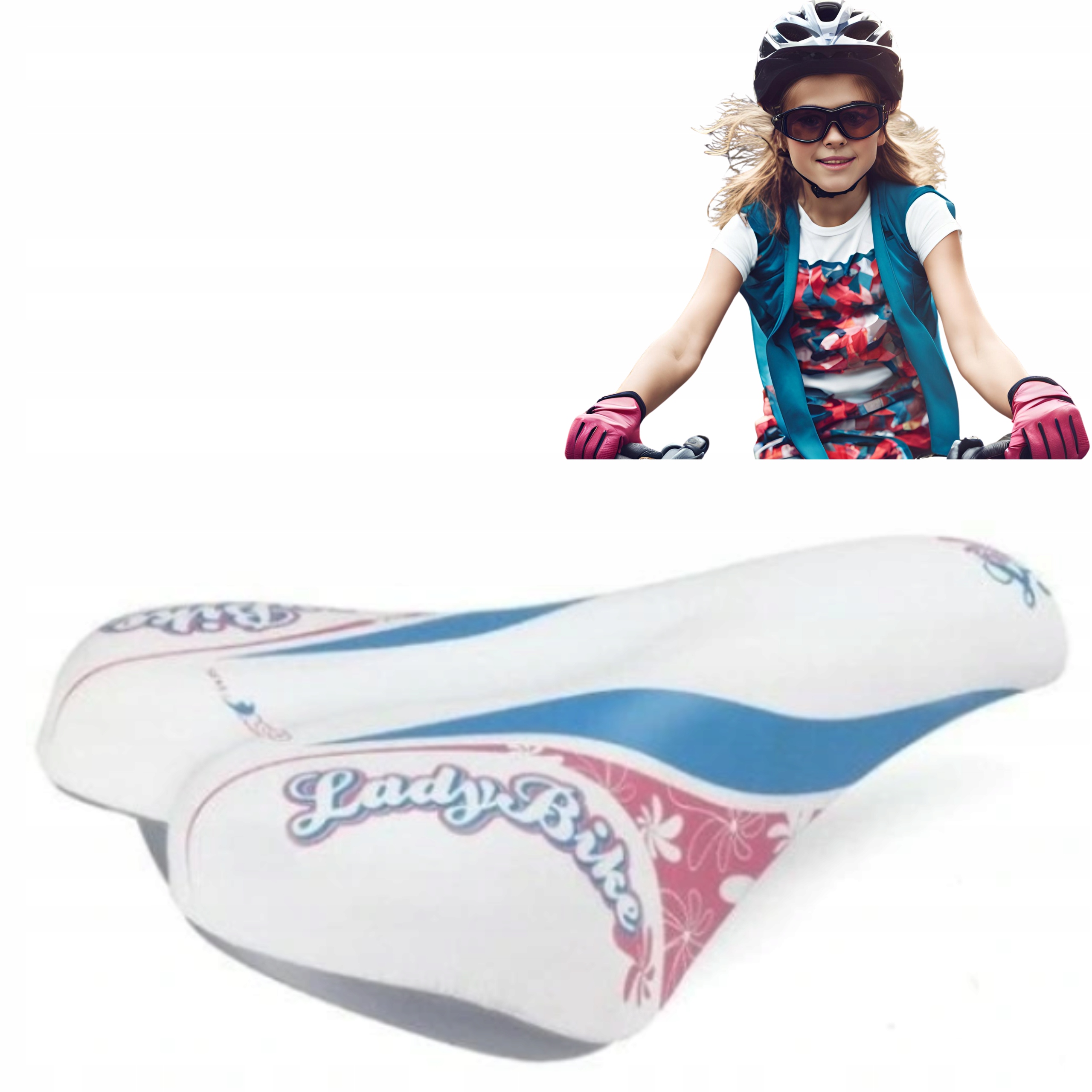 Siodełko rowerowe dla dziewczynki 20" biało-różowe Selle Bassano