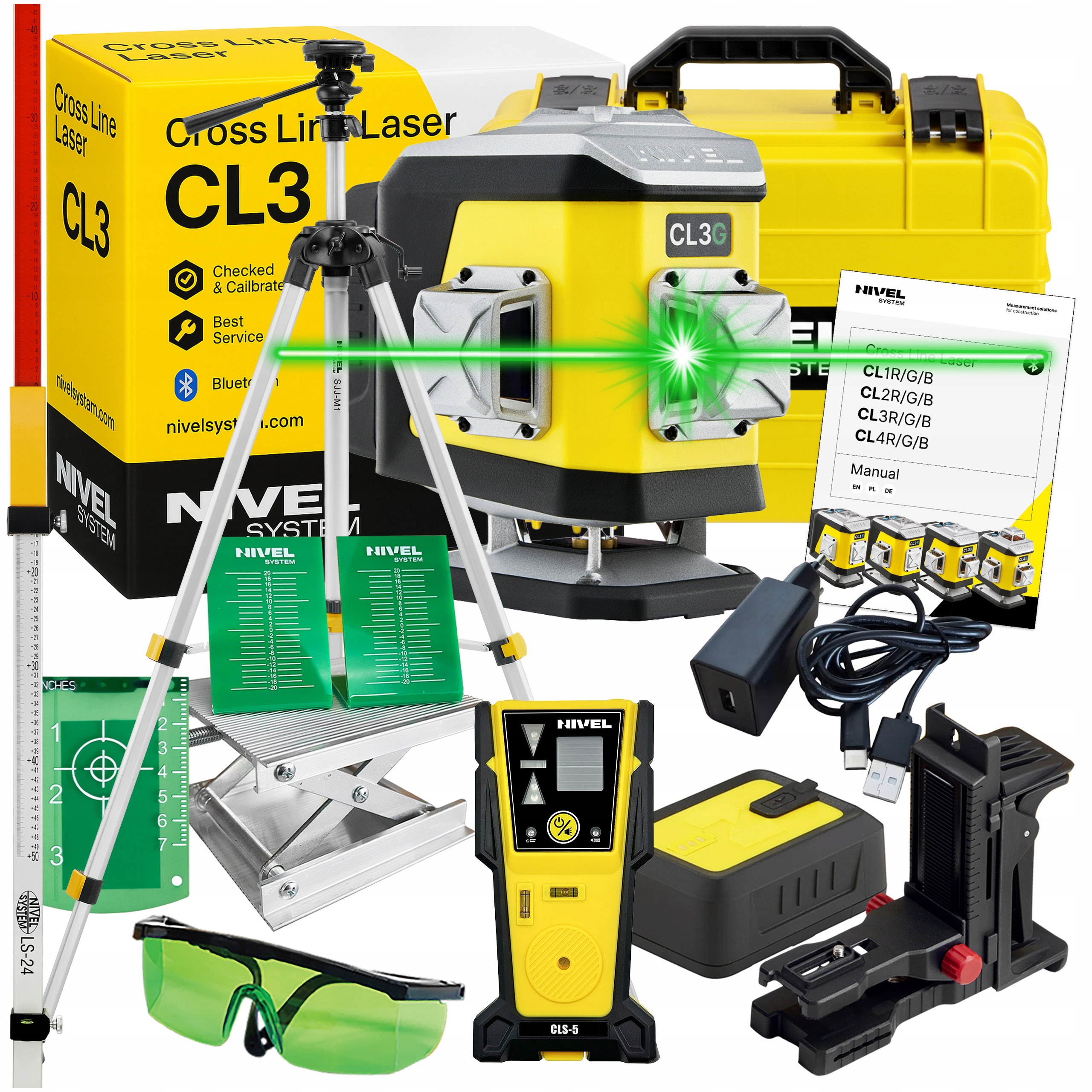 Laser Zielony Nivel System CL3G Zestaw Niwelacja