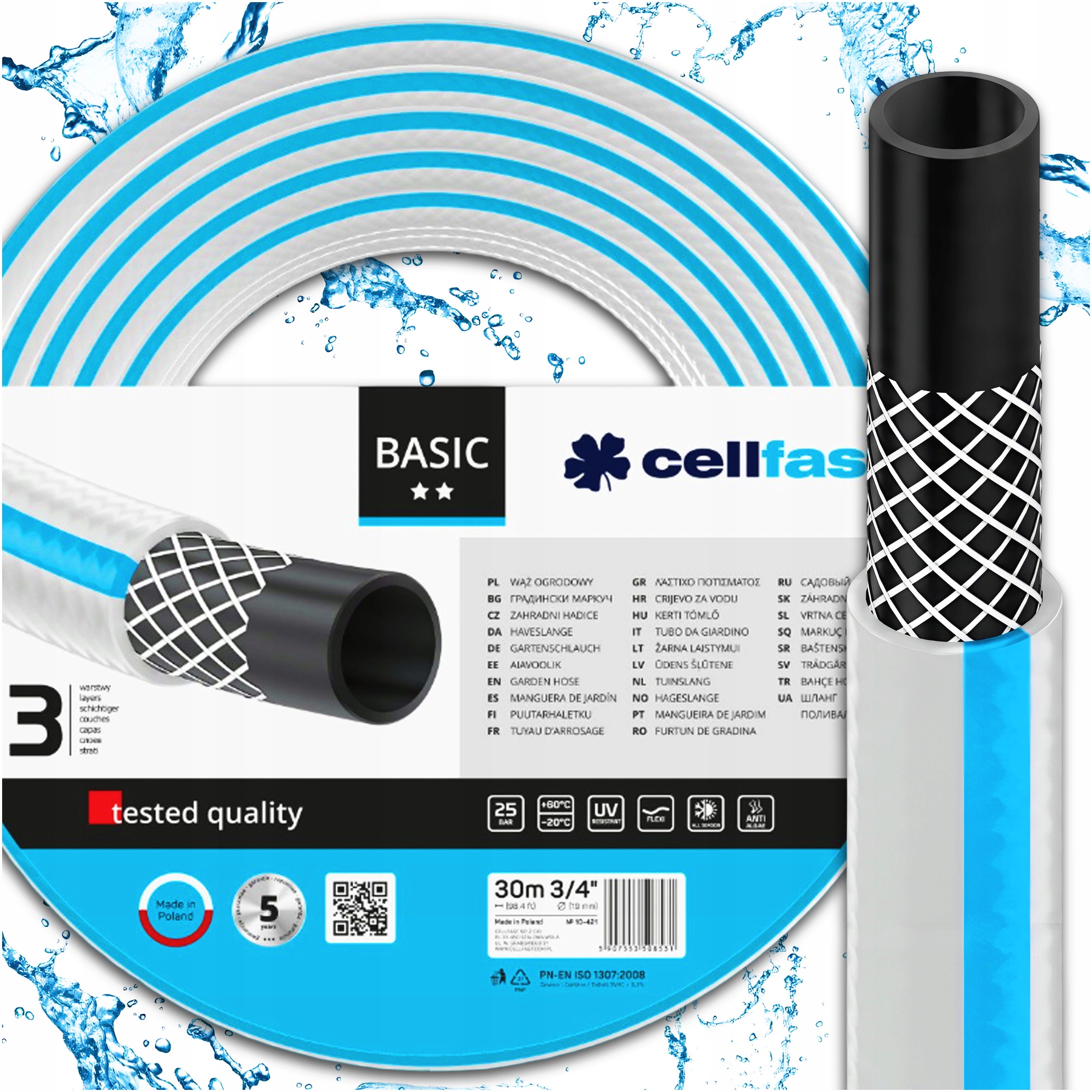 Wąż Ogrodowy Mocny Cellfast Do Wody Elastyczny Rozciągliwy 3-WARSTWOWY 30M