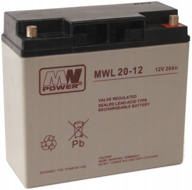 AKUMULATOR BATERIA AGM VRLA MW POWER MWL 20Ah 12V MWL20 MWL20-12 ALARM UPS