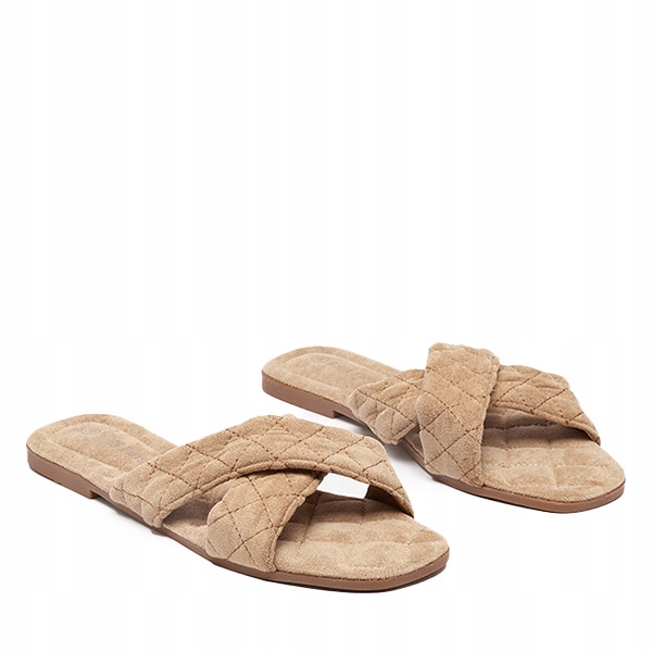 

Jasnobrązowe Klapki Eko-zamszowe Delime 40