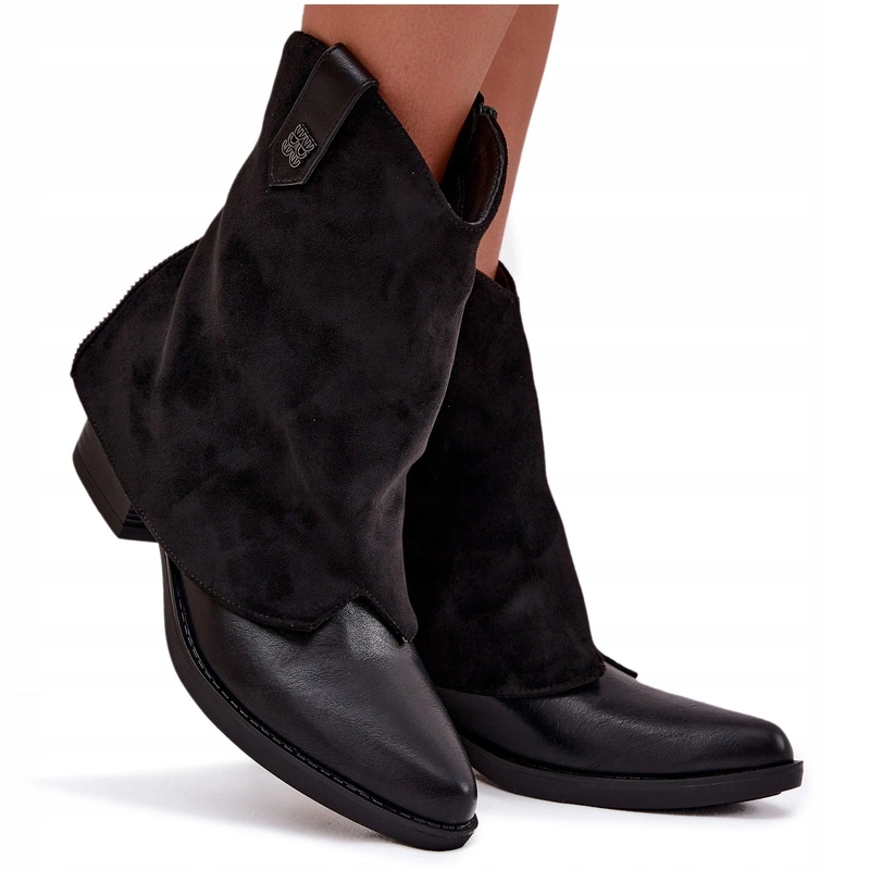 Dámské Kotníkové Boty Kovbojské Boty Na Podpatku Zip Zateplené Stylové Černé 39