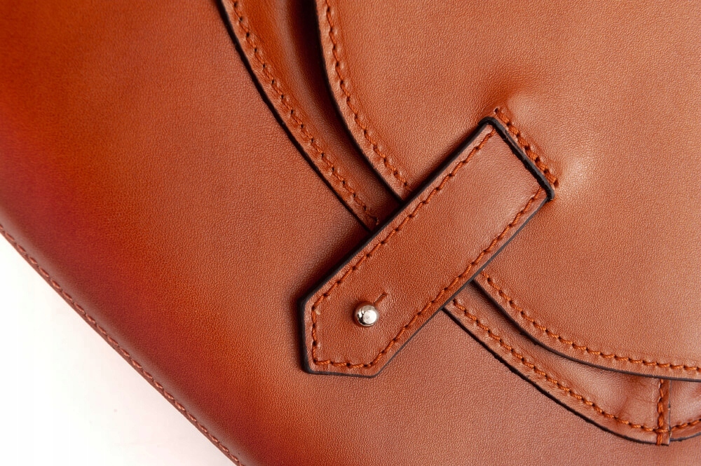 WŁOSKA RUDA TOREBKA SHOPPER SKÓRZANA TORBA VERA PELLE SKÓRA CAMEL A4 Wielkość duża (mieszcząca A4)