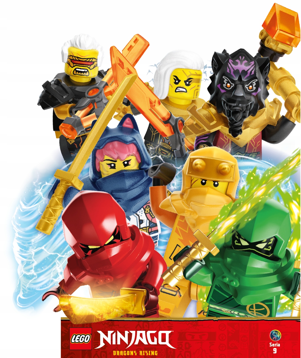 Puszka LEGO Ninjago Seria 9 Saszetki 4 szt. Mini Figurka Niebiesko-Czerwona Typ Podstawa