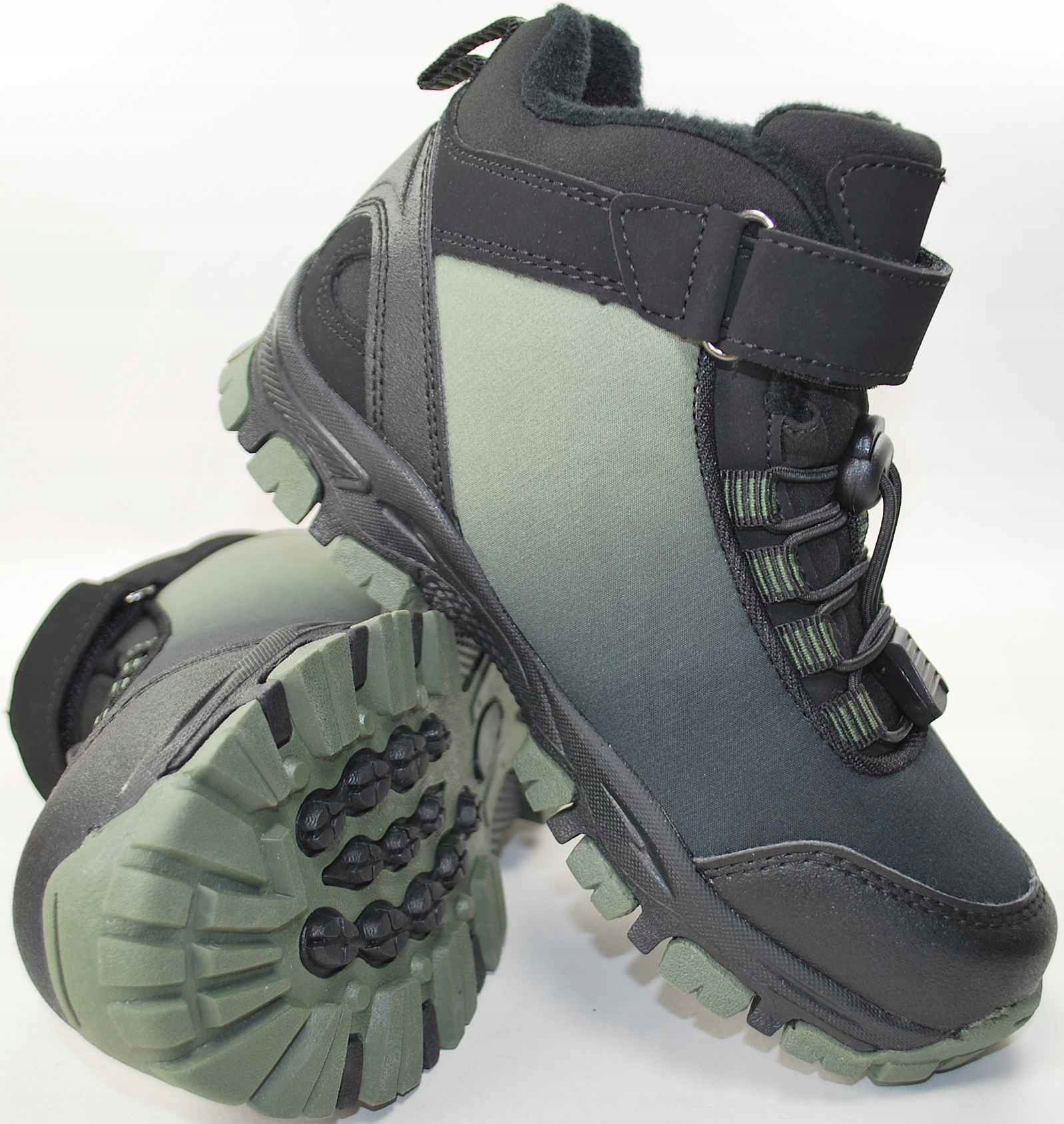 CZARNE KHAKI ciepłe kozaki sportowe buty SOFTSHELL dla chłopca na rzep r 34 Płeć chłopcy