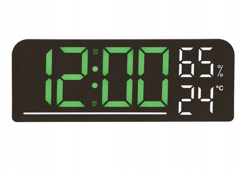 Zelený Budík Led Jvd SB8027.2 Teploměr Vlhkoměr Stopky Časovač