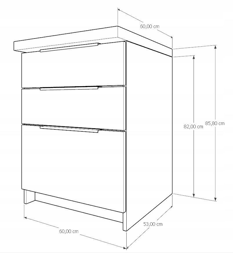 Szafka Kuchenna z Szufladami Stojąca KIRA Czarna Craft 60cm Cichy Domyk Marka Krak Meble
