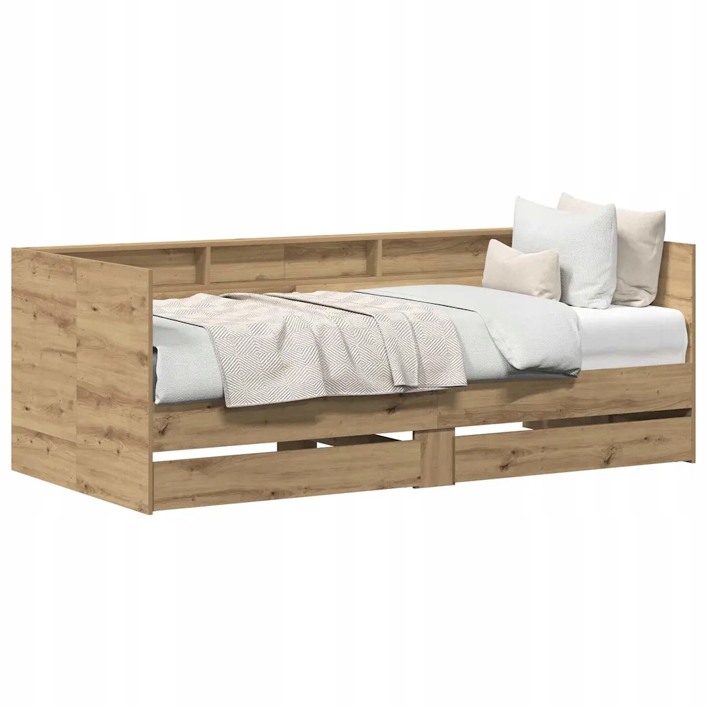Rustikální daybed dub artisan 193 x 101.5 x 73 cm s zásuvkami