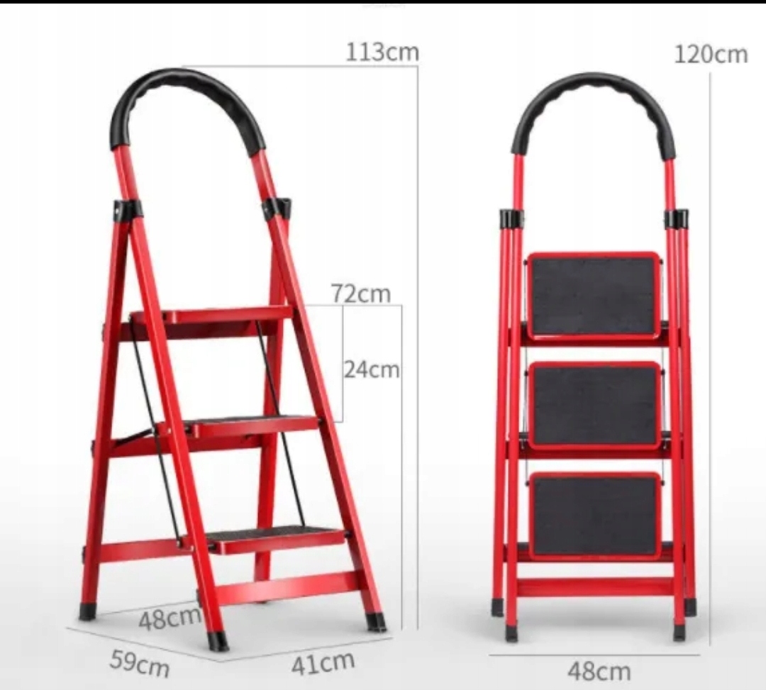 DRABINA SKŁADANA 110 CM 3 STOPNIOWA DOMOWA 100kg MOCNA UNIWERSALNA STALOWA Kod producenta S4