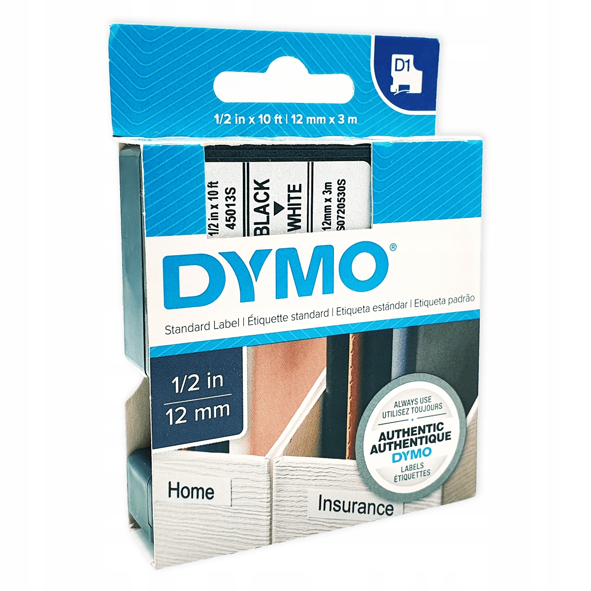 

Taśma 45013S Dymo D1 12mm biała/czarny oryginalna
