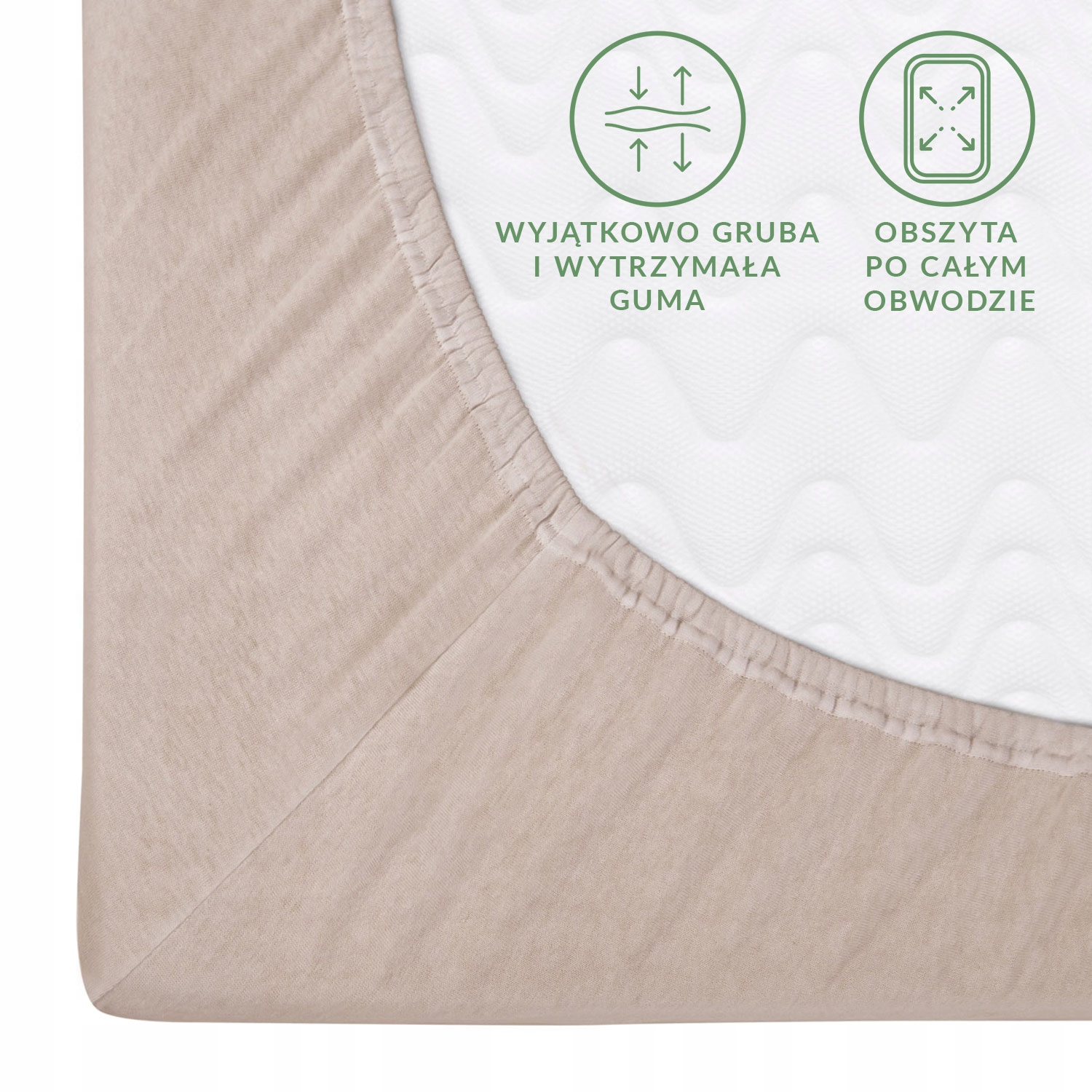 Prześcieradło z gumką 120x200 elastyczny JERSEY 100% BAWEŁNA kolor beżowy Materiał wykonania jersey