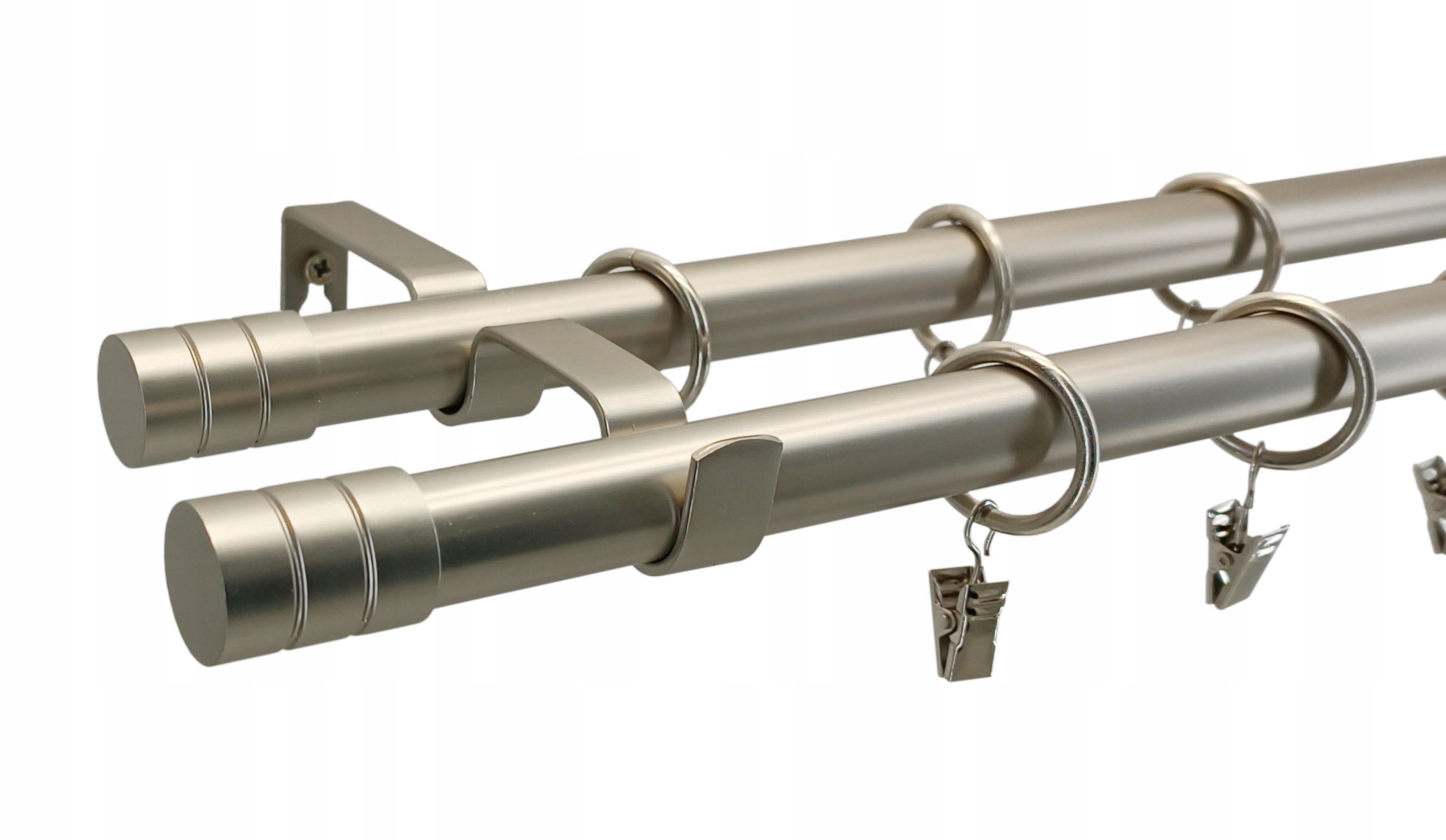 garnýž dvojitá 19+19 mm Kovový Loft Mix stříbrný Satén 320 cm