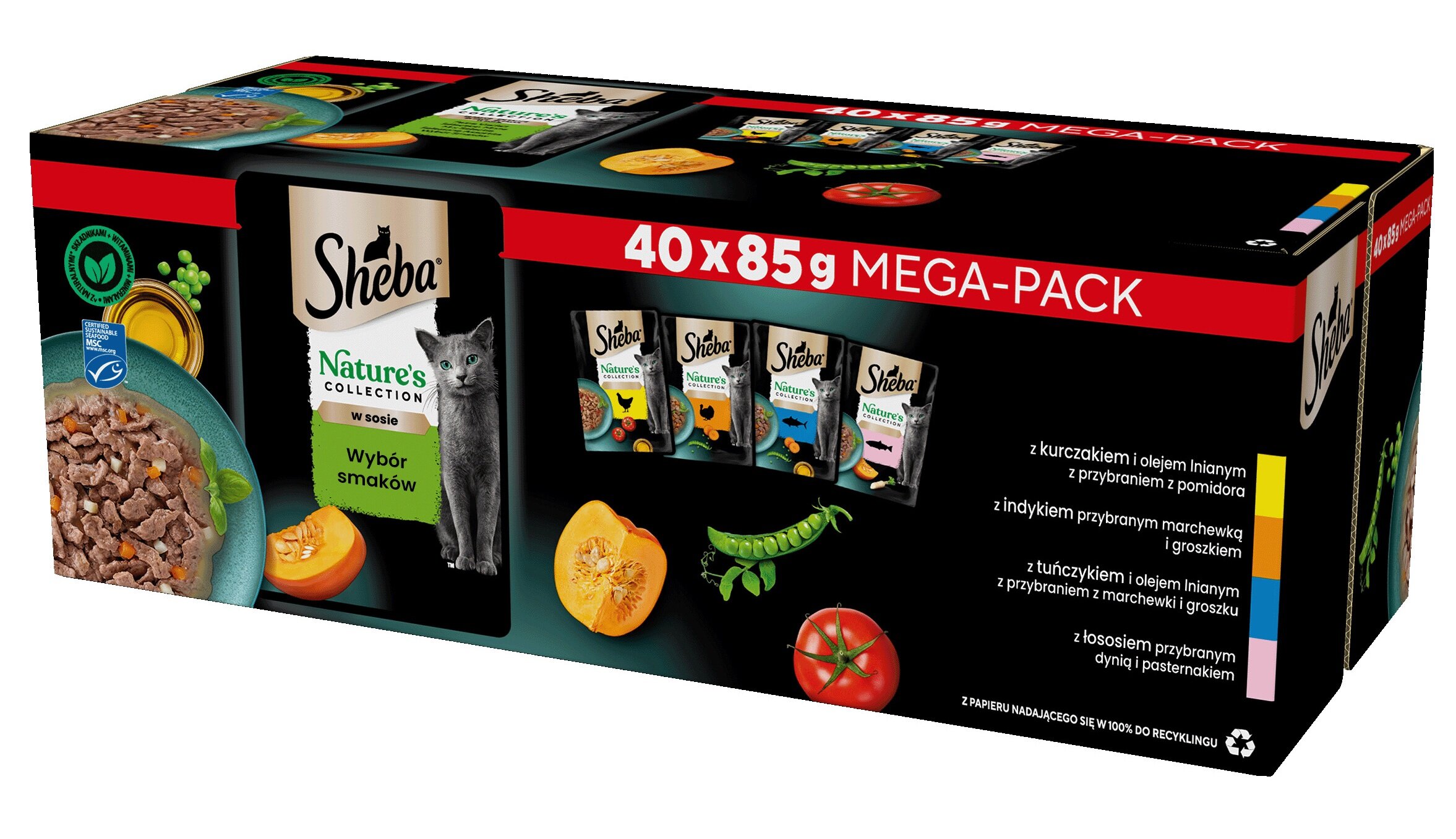 Levně Krmivo mokré Sheba Nature's Collection Mix chutí v omáčce 85g 40ks