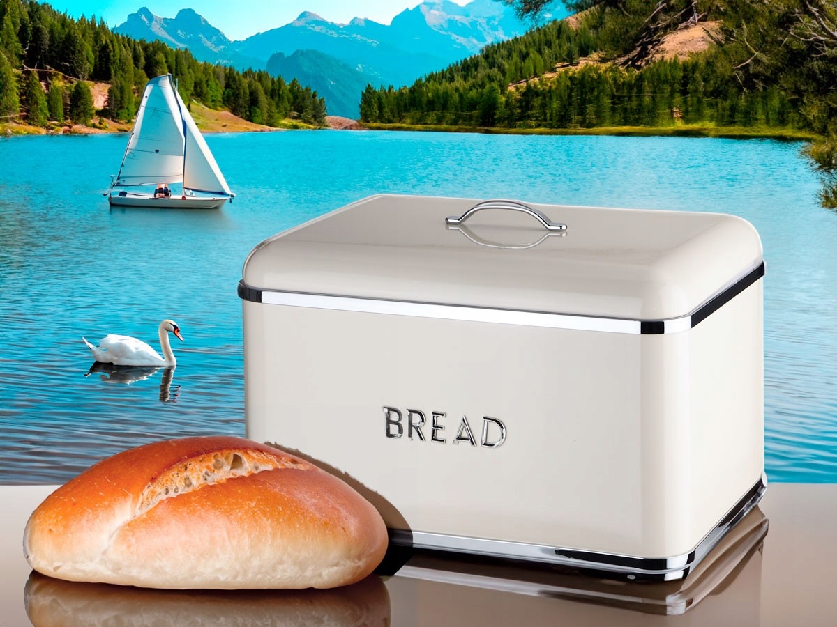 CHLEBAK POJEMNIK PIECZYWO CHLEB BUŁKI KREMOWY DUŻY Kolor odcienie brązu i beżu