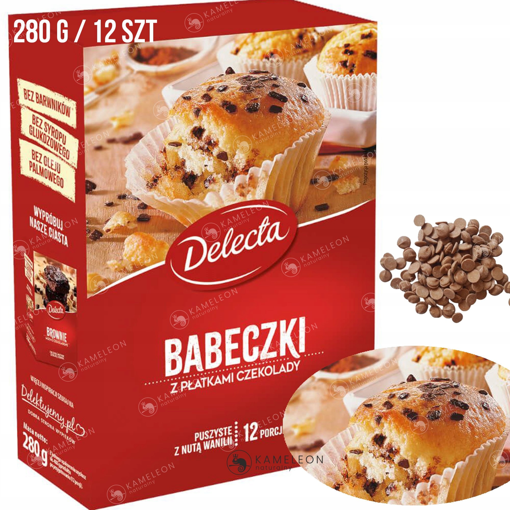 Delecta BABECZKI MIX 6 RODZAJÓW 1,72KG 72 babeczki Nazwa handlowa Łaciate babeczki smak belgijska czekolada z nutą pomarańczy